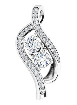 14K Yellow Gold 5/8 CTW Natural Diamond Two Stone Pendant