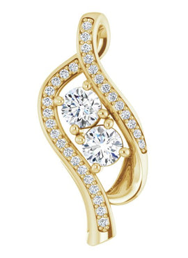 14K Yellow Gold 5/8 CTW Natural Diamond Two Stone Pendant