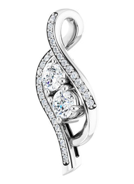 14K Yellow Gold 5/8 CTW Natural Diamond Two Stone Pendant