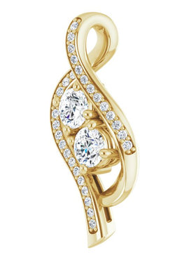 14K Yellow Gold 5/8 CTW Natural Diamond Two Stone Pendant