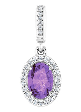 14K White Gold 7x5 mm Oval Natural Amethyst & .08 CTW Natural Diamond Pendant