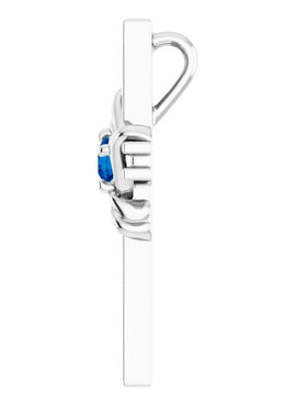 14K White Gold Natural Blue Sapphire Cross Pendant