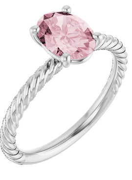 14K White Gold Lab-Grown Ruby Ring
