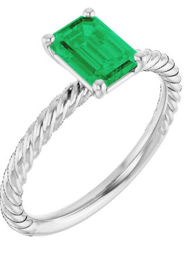 14K White Gold Lab-Grown Ruby Ring