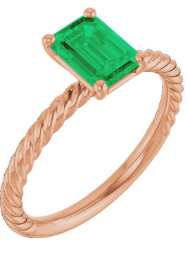 14K White Gold Lab-Grown Ruby Ring