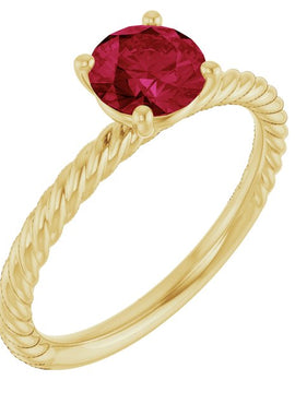 14K White Gold Lab-Grown Ruby Ring