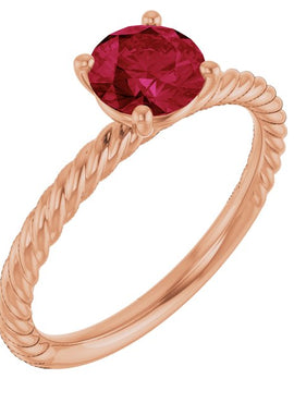 14K White Gold Lab-Grown Ruby Ring