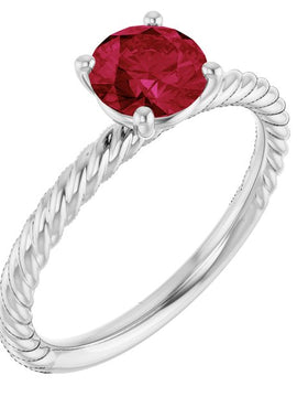 14K White Gold Lab-Grown Ruby Ring