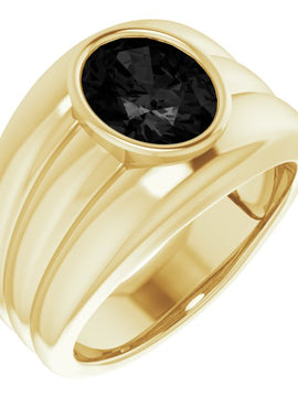 14K White Gold Natural Black Onyx Bezel Ring