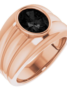 14K White Gold Natural Black Onyx Bezel Ring