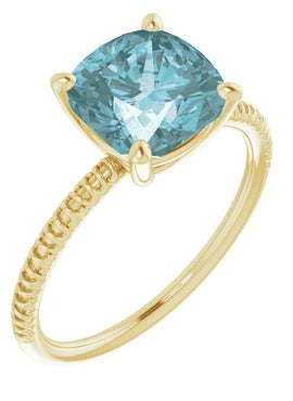 14K Yellow Gold Natural Sky Blue Topaz Ring