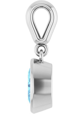 14K White Gold Natural Aquamarine Charm/Pendant