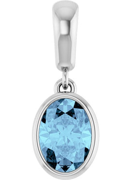 14K White Gold Natural Aquamarine Charm/Pendant