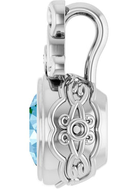 14K White Gold Natural Swiss Blue Topaz and .02 CTW Natural Diamond Pendant