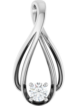 14K White Gold 1/4 CTW Natural Diamond Teardrop Pendant