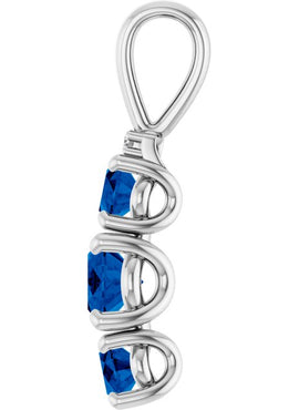 14K White Gold 6x4 mm Oval Lab-Grown Blue Sapphire & .025 CTW Natural Diamond Pendant