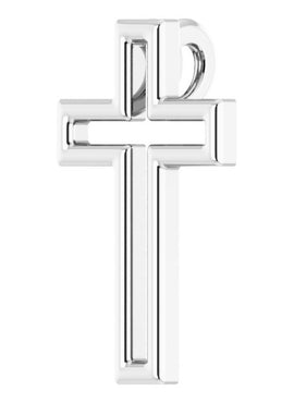 14K White Gold Open Cross 16-18