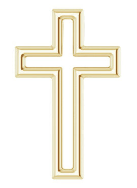 14K White Gold Open Cross 16-18
