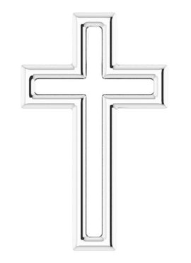 14K White Gold Open Cross 16-18