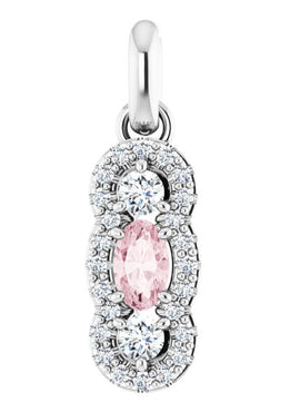 14K White Gold Natural Pink Morganite & 1/4 CTW Natural Diamond Pendant