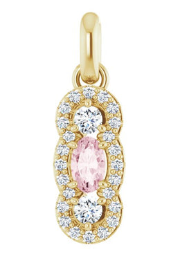 14K White Gold Natural Pink Morganite & 1/4 CTW Natural Diamond Pendant