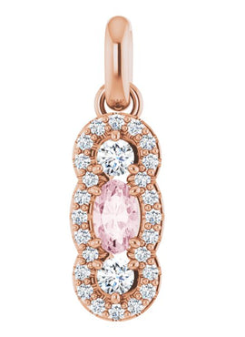 14K White Gold Natural Pink Morganite & 1/4 CTW Natural Diamond Pendant