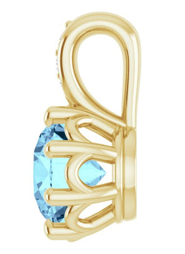 14K White Gold Natural Aquamarine & .015 CTW Natural Diamond Pendant