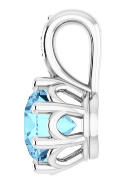 14K White Gold Natural Aquamarine & .015 CTW Natural Diamond Pendant