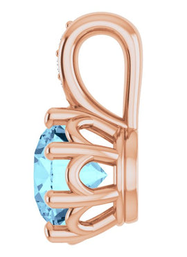 14K White Gold Natural Aquamarine & .015 CTW Natural Diamond Pendant