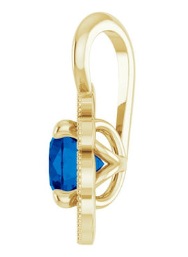 14K White Gold Lab-Grown Blue Sapphire & .04 CTW Natural Diamond Pendant