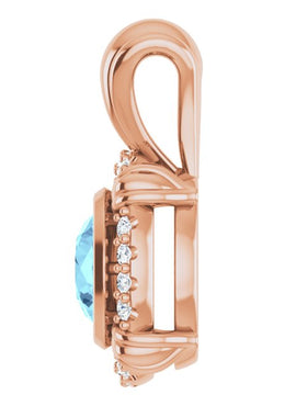 14K White Gold Natural Aquamarine & .08 CTW Natural Diamond Pendant