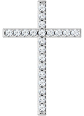 14K White Gold 5/8 CTW Natural Diamond Cross Pendant