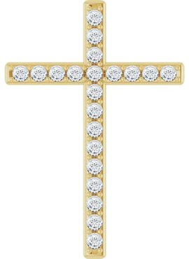 14K White Gold 5/8 CTW Natural Diamond Cross Pendant