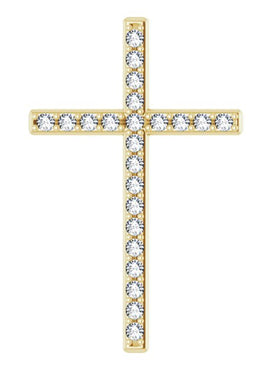 14K White Gold 5/8 CTW Natural Diamond Cross Pendant