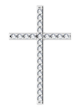 14K White Gold 5/8 CTW Natural Diamond Cross Pendant
