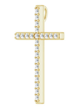 14K White Gold 5/8 CTW Natural Diamond Cross Pendant