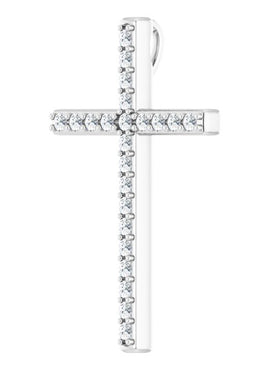 14K White Gold 5/8 CTW Natural Diamond Cross Pendant
