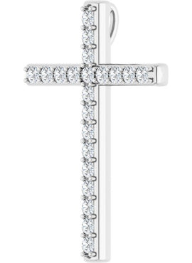 14K White Gold 5/8 CTW Natural Diamond Cross Pendant
