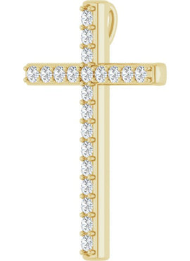 14K White Gold 5/8 CTW Natural Diamond Cross Pendant