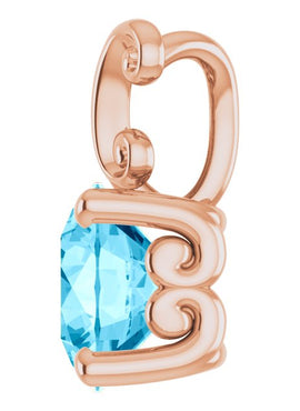 14K White Gold Natural Aquamarine Pendant
