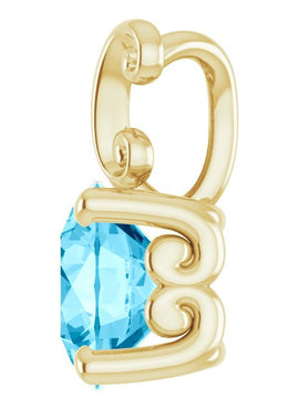 14K White Gold Natural Aquamarine Pendant