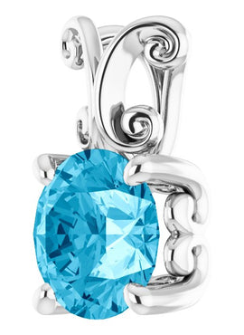 14K White Gold Natural Aquamarine Pendant