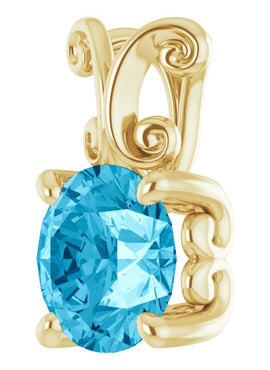 14K White Gold Natural Aquamarine Pendant