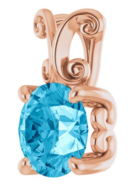 14K White Gold Natural Aquamarine Pendant