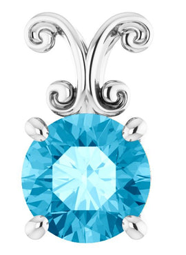 14K White Gold Natural Aquamarine Pendant