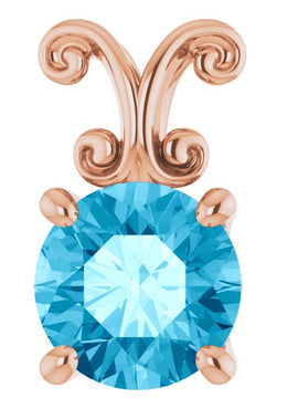 14K White Gold Natural Aquamarine Pendant