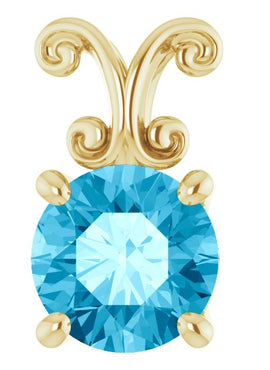 14K White Gold Natural Aquamarine Pendant