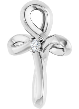 14K White Gold .015 CTW Natural Diamond Cross Pendant