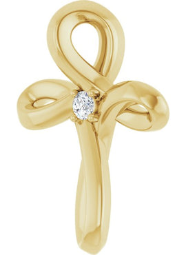 14K White Gold .015 CTW Natural Diamond Cross Pendant