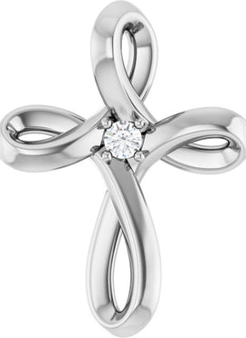 14K White Gold .015 CTW Natural Diamond Cross Pendant